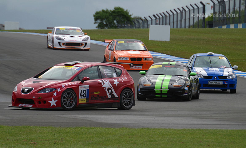 In traffic at the Melbourne loop hairpin, Britcar, Donington GP, 10/12 May 2014